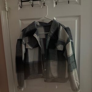Plaid Jacket with Button Closure